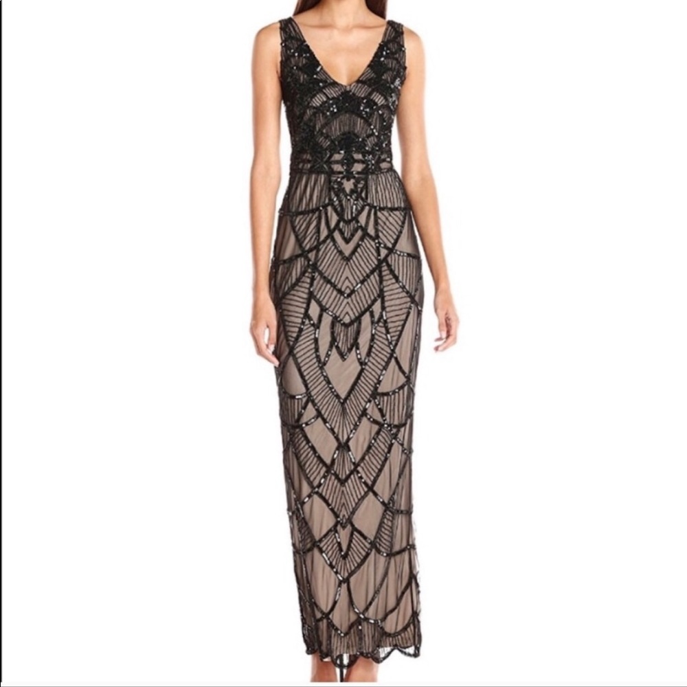 Beaded V-Neck Gown